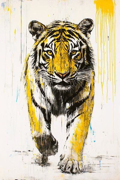 Yellow tiger in modern style by Art & Soul Creations
