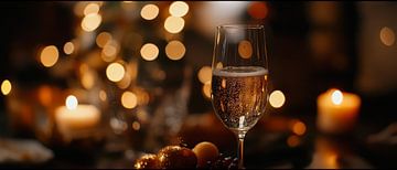 Festive table decoration with champagne glass by Poster Art Shop