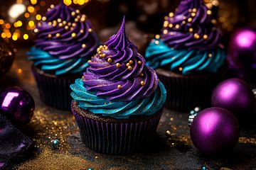Fantasierijke cupcakes in paars en blauw van Poster Art Shop