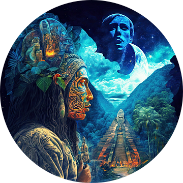 Trance visioen bij oude Maya tempel van Vlindertuin Art