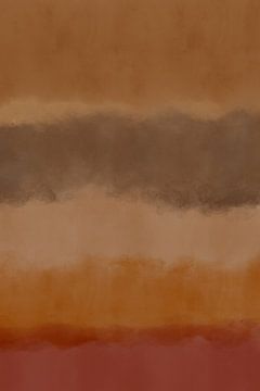 Abstract minimalistisch landschap in oker, verbrand oranje, taupe en roze. van Dina Dankers