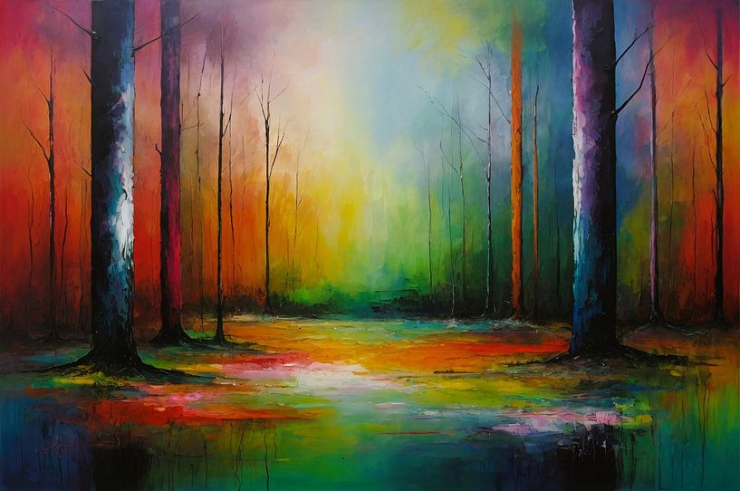 Dans van kleur in zonlicht bos van Art & Soul Creations