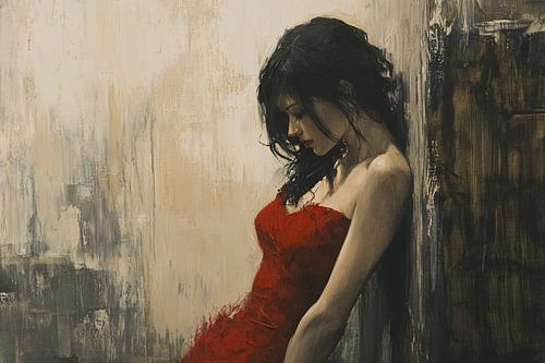 Vrouw in een rode jurk