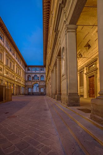 Florenz, Platz bei den Uffizien in der blauen Stunde