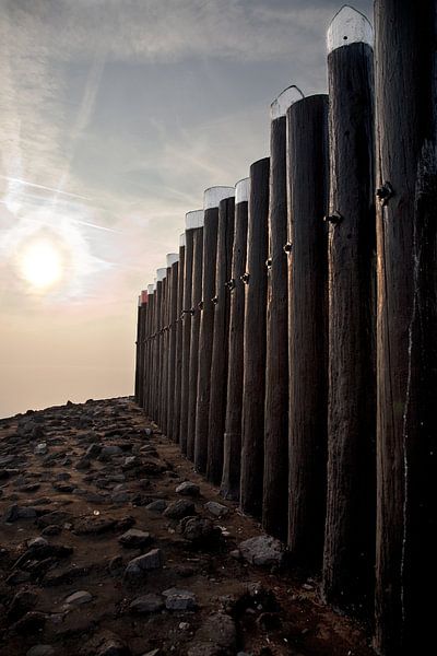 Bollards on the Oosterschelde by Arie Storm