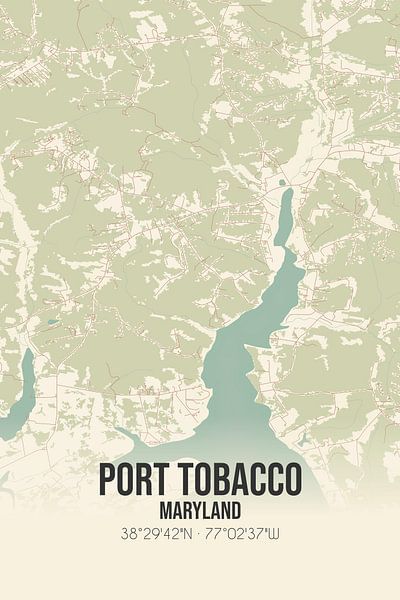 Carte ancienne de Port Tobacco (Maryland), USA. par Affiches de lieux