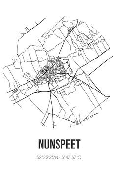 Nunspeet (Gelderland) | Landkaart | Zwart-wit van MijnStadsPoster