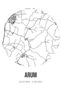 Arum (Fryslan) | Karte | Schwarz und weiß von Rezona