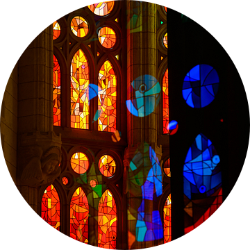 Interieur van de Sagrada Familia in Barcelona (rechthoek compositie) van Chihong