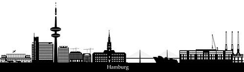 Hamburg skyline in Germany with harbor and airport