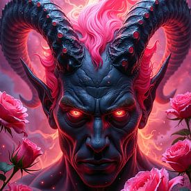 VELCARNYX – Un portrait du diable entouré de roses sur INFERAURUM