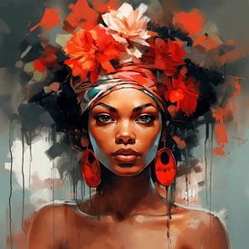 Beautiful African woman with fiery gaze by Dave