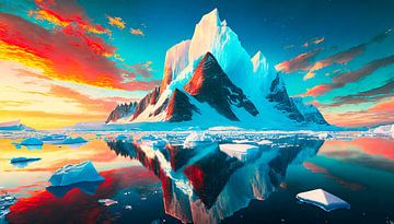 Iceberg avec coucher de soleil sur Mustafa Kurnaz