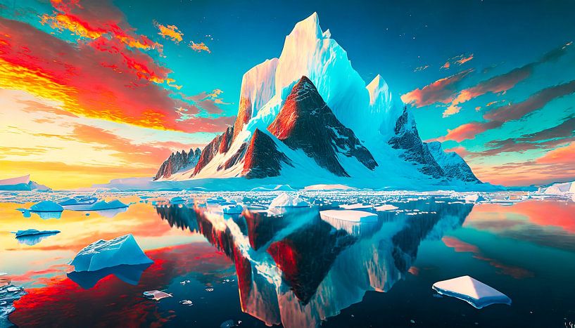 Iceberg with sunset by Mustafa Kurnaz