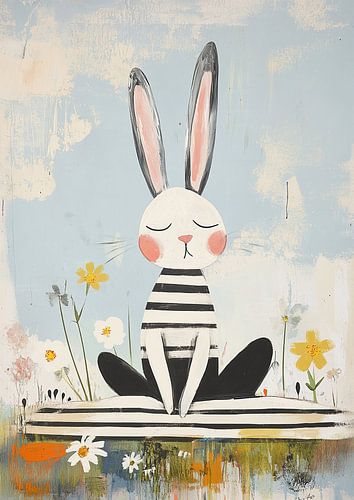 Meditatie Konijn | Rustig Konijn met Bloemen