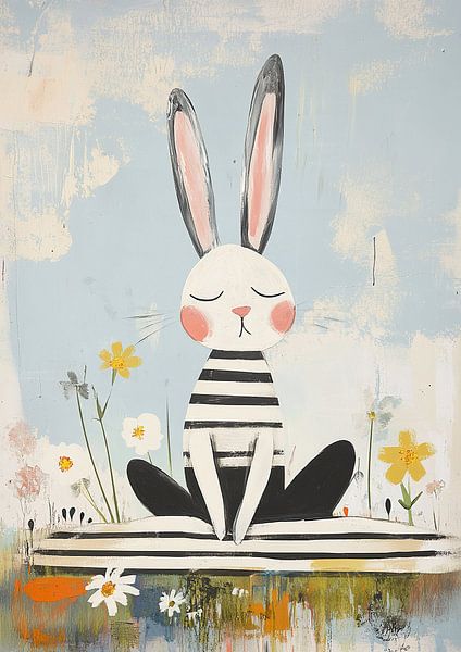 Meditation Rabbit | Quiet Rabbit with Flowers by Zen and More