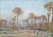 The Road to Versailles, Louveciennes: Morning Frost (1871) painting by Camille Pissarro. van Studio POPPY thumbnail