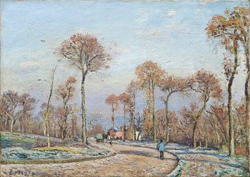 The Road to Versailles, Louveciennes: Morning Frost (1871) painting by Camille Pissarro. von Studio POPPY