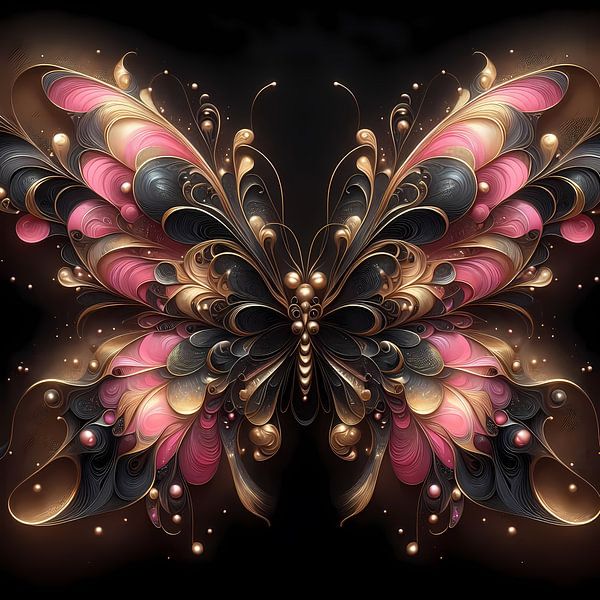 Eleganz der Schmetterlinge: Schwarz-Gold-Rosé von ButterflyPix