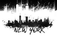 Grafische Kunst NYC Skyline Splashes | zwart van Melanie Viola thumbnail