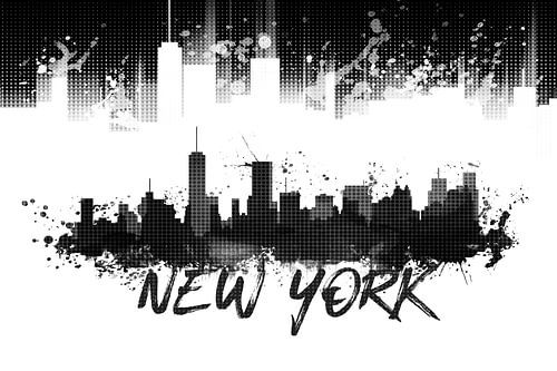 Graphic Art NYC Skyline Splashes | schwarz  
