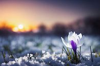 Crocuses in spring with snow Illustration 05 by Animaflora PicsStock thumbnail