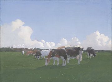 Koeien grazen in een weiland, Jan Voerman