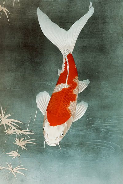 Koi carp fish in the pond by Vlindertuin-Art