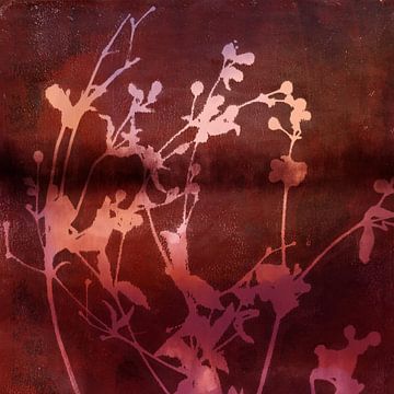 Bloemen in roze en bruin. Modern abstract botanisch. van Dina Dankers