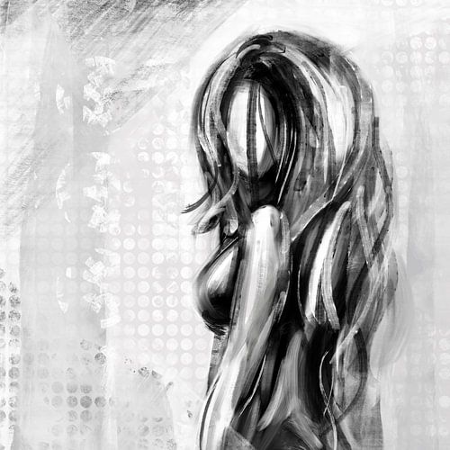 Abstract naakt in zwart wit olieverf stijl