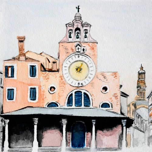 Sonnenuhr am Glockenturm der Kirche San Giacomo, Venedig