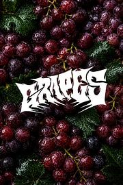 Heavy-Metal-Typografie-Poster, Wandbild mit Weintrauben, Dekoration in nassglänzendem Look, zum Ausdrucken von aleesphoria
