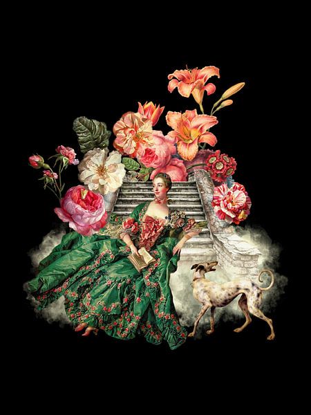 Marie-Antoinette - Reine de France sur l'escalier des fleurs par Floral Abstractions