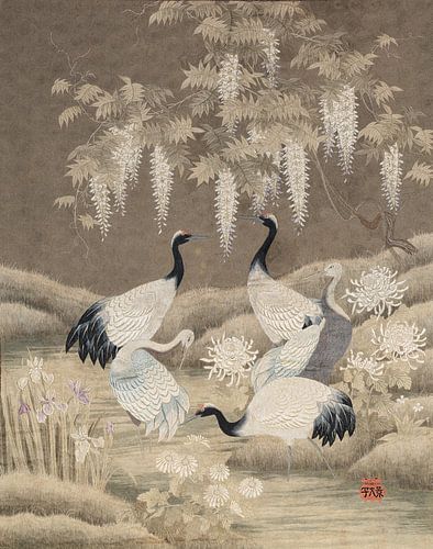 Matsumura Keibun~Vijf kranen