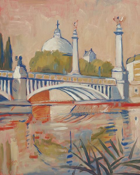 Pont Fragnée and St. Vincent's Church by Nop Briex