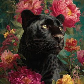 Floral Black Leopard von Studio Ypie
