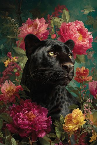 Floral Black Leopard