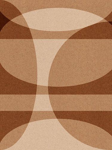 Moderne abstracte geometrische collage in bruin en beige nr. 2