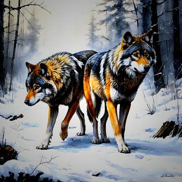 2 wolves by S.AND.S