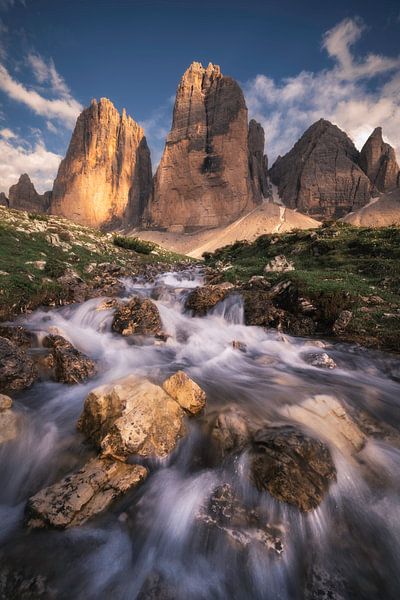 Tre Cime Sunset Waterfall by Vincent Fennis