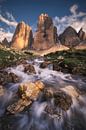 Tre Cime Sunset Waterfall by Vincent Fennis thumbnail