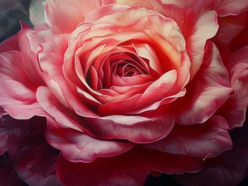 A Hyper-Realistic Study of a Radiant Crimson Rose in Full Bloom by Artistic