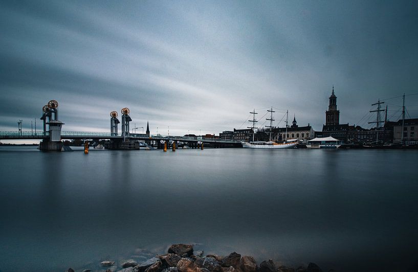 Skyline of the city bridge and the Kampen on a cold winter's day by Arthur Scheltes