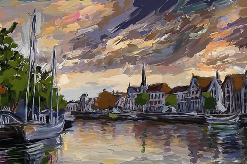 Peinture de voiliers à Haarlem sur Anton de Zeeuw