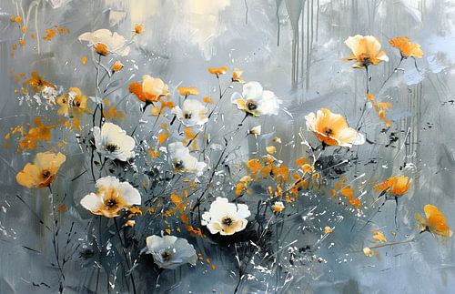 Blumengemälde Abstrakt | Flüchtiger Blütentanz