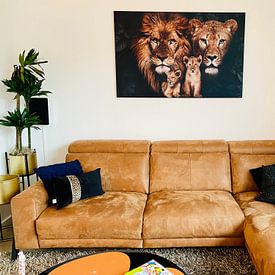 Customer photo: Lion family with 2 cubs by Bert Hooijer, on art frame