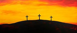 Crucifixion sous un ciel enflammé sur Poster Art Shop