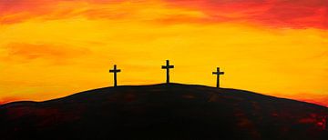 Kruisiging onder een zinderende hemel van Poster Art Shop