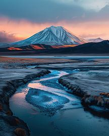 Dreamlike landscape at sunset