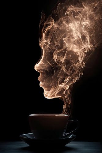 cup of coffee or cappuccino abstract representation